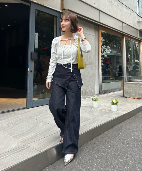 mystic（ミスティック） tシャツ チョーカーリボンロンT レディース