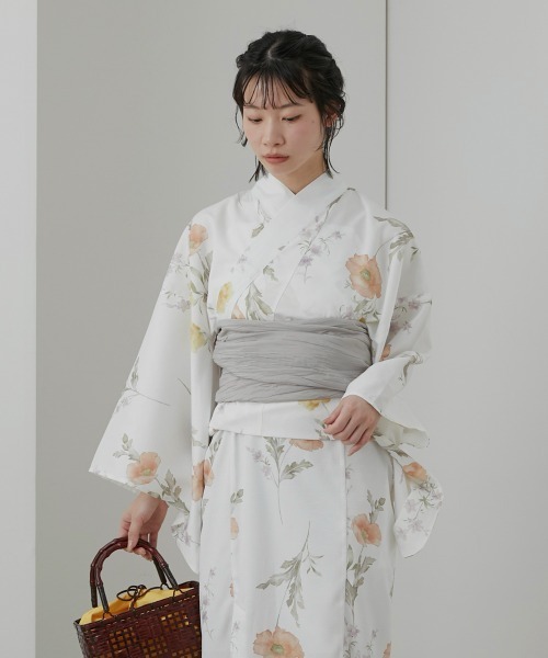 ナナ✺美品 綿 花柄 浴衣 夏着物 A2345 Neina 浴衣 「浴衣」花柄ワンピース浴衣セット（上衣＋