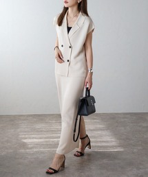 ボンジュールサガン BONJOUR SAGAN タートルネックバックスリットロングニットベスト （beige） ボンジュールサガン BONJOUR SAGAN タートルネックバック