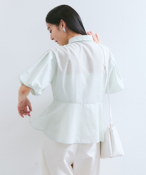 Heveヘイブ ペプラム バルーンスリーブ ブラウス prose verse（プロズヴェール） ブラウス シャツ 「ママ監修