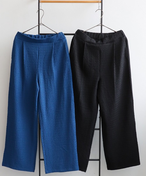 antiqua（アンティカ） パンツ 膨れジャガードタックパンツ レディース