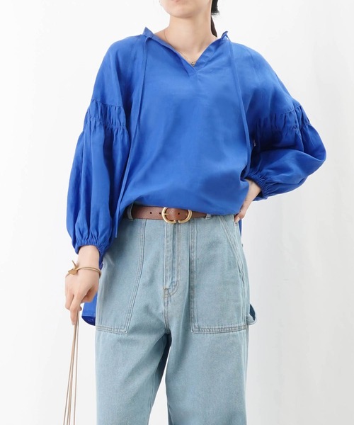 ブラウス シャツ LC/LLL リネンスキッパーブラウス レディース UNTITLED ブラウス シャツ 「シアー／麻調合繊」スラブ