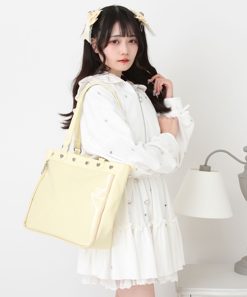 DearMyLove トートバッグ ハートスタッズキルティングリボン痛バッグ