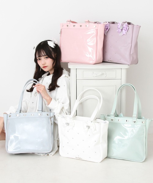 DearMyLove トートバッグ ハートスタッズキルティングリボン痛バッグ