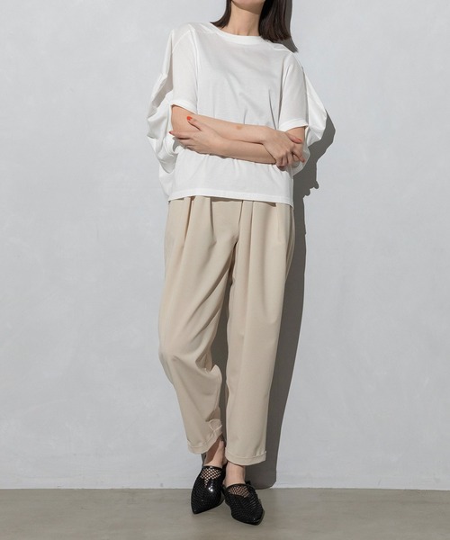 フランスヴィンテージ バターイエローのタックギャザーデザイン