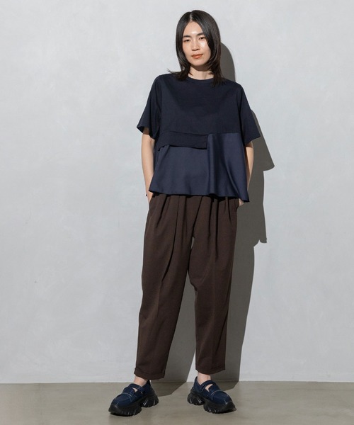 MARECHAL TERRE ギャザーパンツ ブルー 日本製 MARECHAL TERRE パンツ ウエストギャザーワイドパンツ