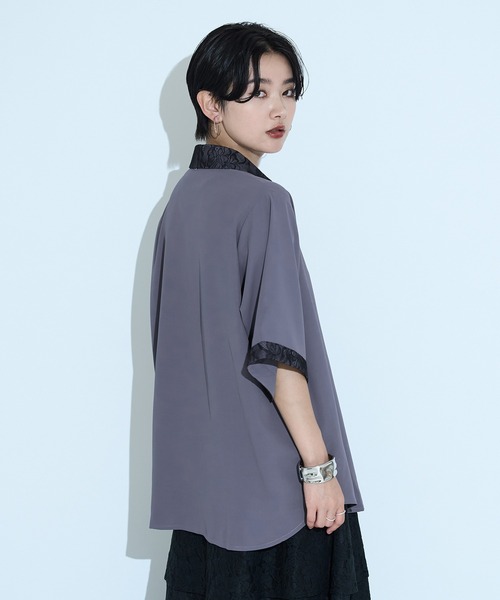 ブラウス シャツ レースドッキングシャツ/SS レディース Ellno de Mavie ブラウス シャツ レースドッキングシャツ/SS