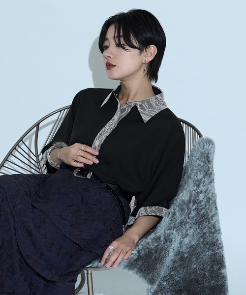Ellno de Mavie ブラウス シャツ レースドッキングシャツ/SS