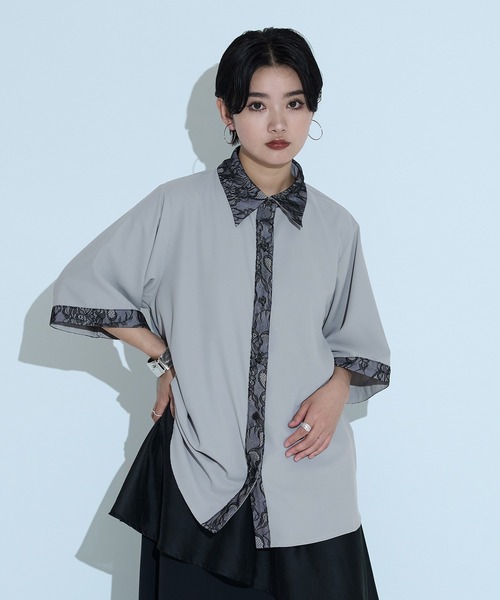Ellno de Mavie ブラウス シャツ レースドッキングシャツ/SS