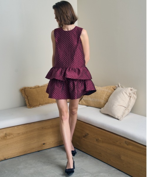 エラディエ　スカラップミニワンピ ERADIE（エラディエ） ワンピース Jacquard tiered mini one piece