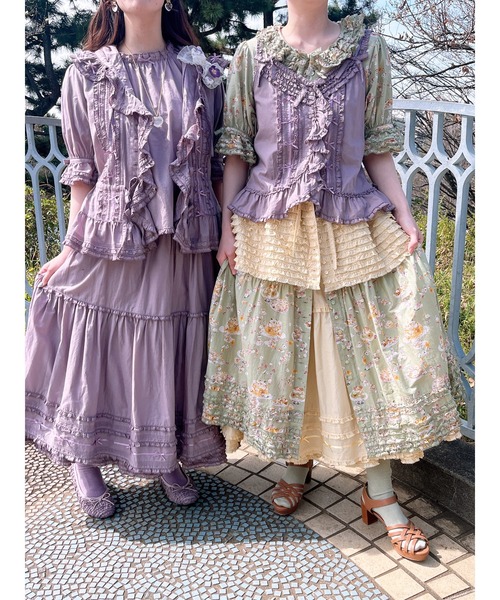コムデギャルソンCOMME des GARCONS ウールラメフラワー刺繍切替デザインベスト 紺他S 【レディース】 COMME des GARCONS コムデギャルソンCOMME ウールラメフラワー