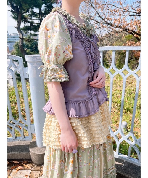 PINK HOUSE ベスト ジレ ローンフリルベスト レディース