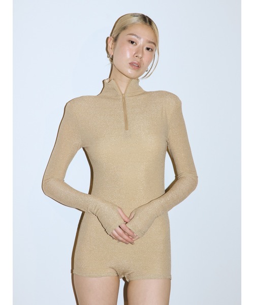 tシャツ Half zipup bodysuits/ハーフジップロングスリーブボディ