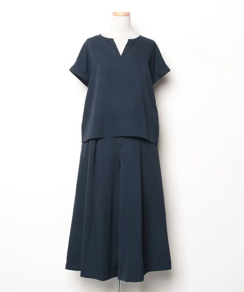 Green Label Relaxingセットアップ ノーカラー ネイビー洗濯可 green label relaxing 「green relaxing」 セットアップ