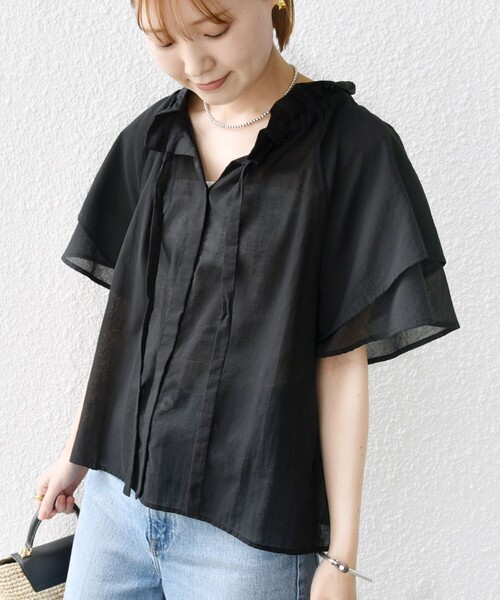 「SHIPS」 半袖ブラウス ONE SIZE ブラック レディース