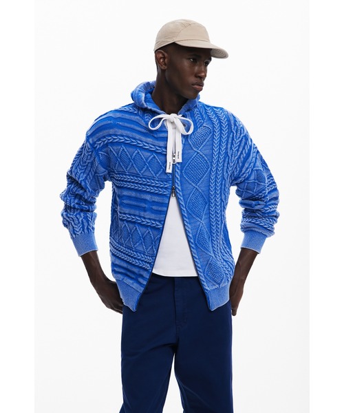 Desigual（デシグアル） セーター ニット ミックス編みデザインフード