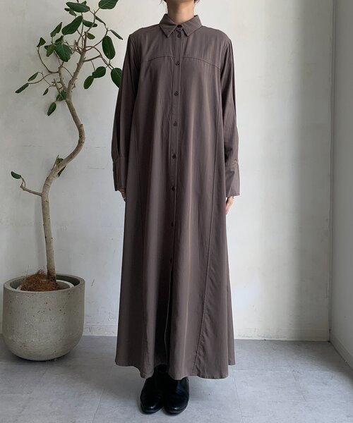 DouDou（ドゥドゥ） ワンピース リヨセルツイルロングシャツワンピース