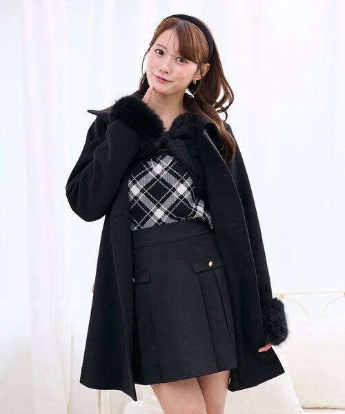 BEAUTY &YOUTH フレア コート 2wayフェイクファーカラーフレアコート/MAJESTIC LEGON