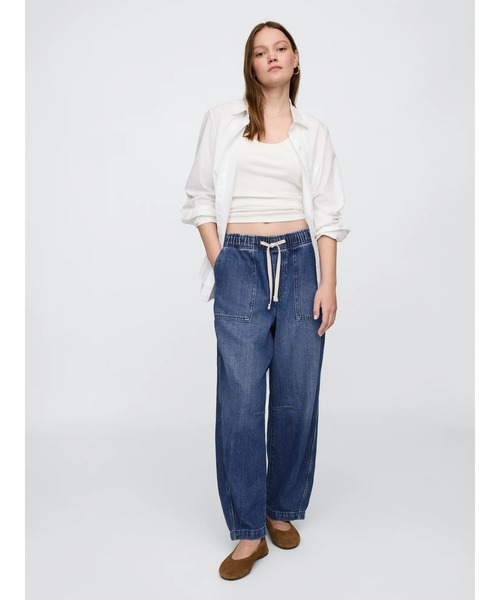 「GAP」 加工デニムパンツ L インディゴブルー レディース