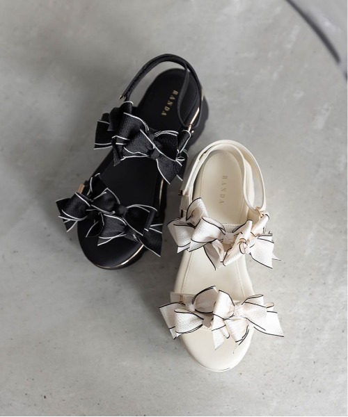 「RANDA」 フラットサンダル L アイボリー レディース_画像2