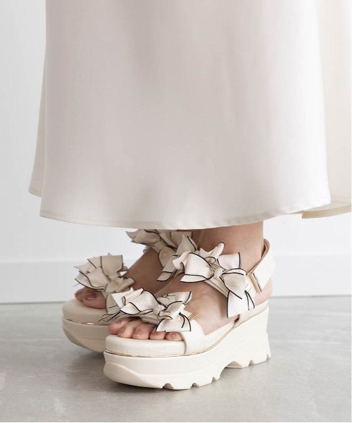 「RANDA」 フラットサンダル L アイボリー レディース_画像4