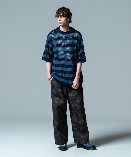 「glamb」 半袖ニット L ネイビー メンズ_画像2