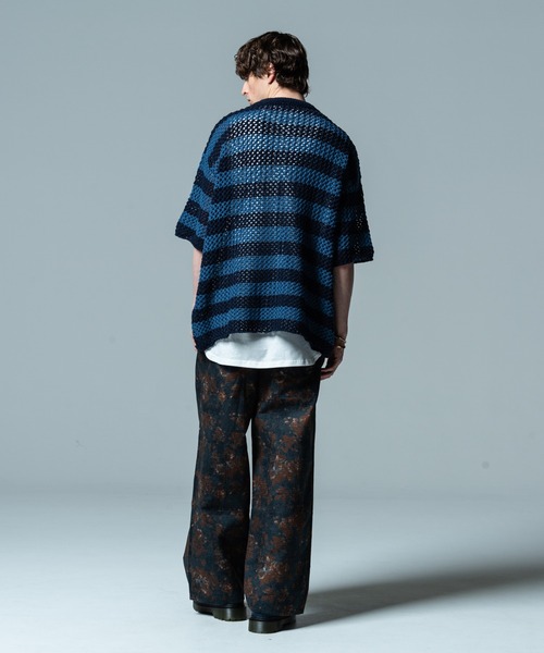 「glamb」 半袖ニット L ネイビー メンズ_画像4