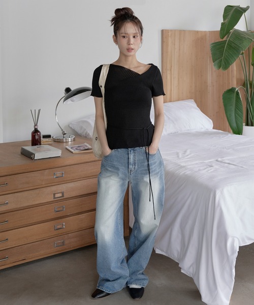 「UNE MANSION」 半袖ニット FREE ブラウン レディース_画像5