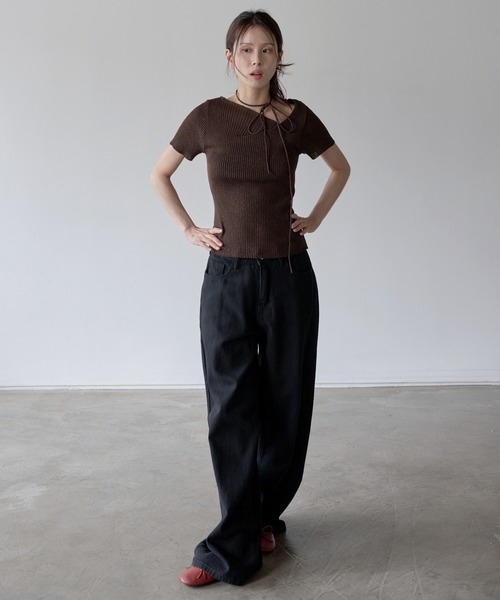 「UNE MANSION」 半袖ニット FREE ブラウン レディース_画像8