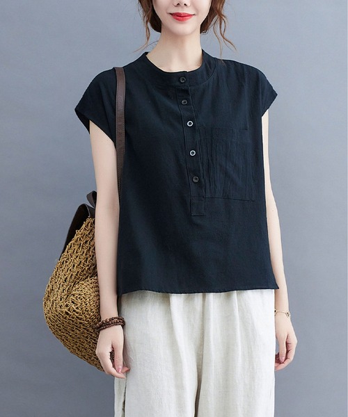 「BLANC FICELLE」 「yan yi chao」ノースリーブブラウス M ブラック レディース_画像6