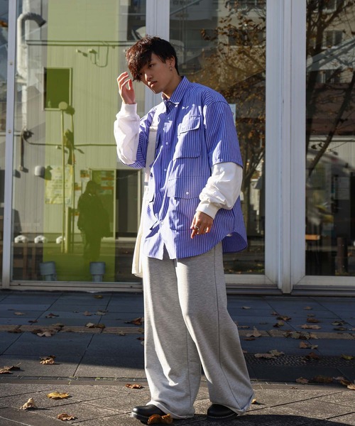 「ZIP FIVE」 半袖シャツ LARGE ブルー メンズ_画像4