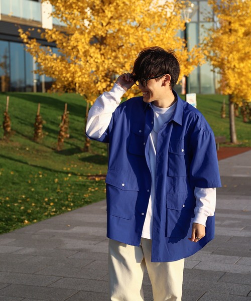 「ZIP FIVE」 半袖シャツ LARGE ブルー メンズ_画像8