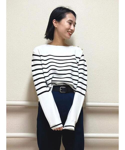 「Te chichi TERRASSE」 長袖ニット フリ- ネイビー レディース_画像2