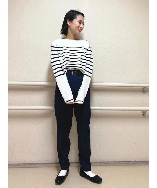 「Te chichi TERRASSE」 長袖ニット フリ- ネイビー レディース_画像3