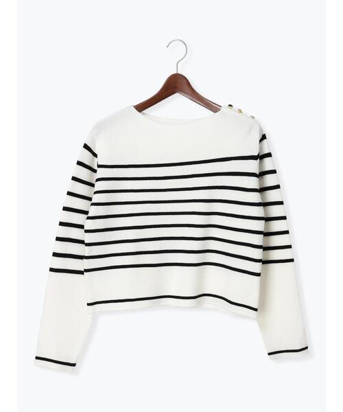 「Te chichi TERRASSE」 長袖ニット フリ- ネイビー レディース_画像5