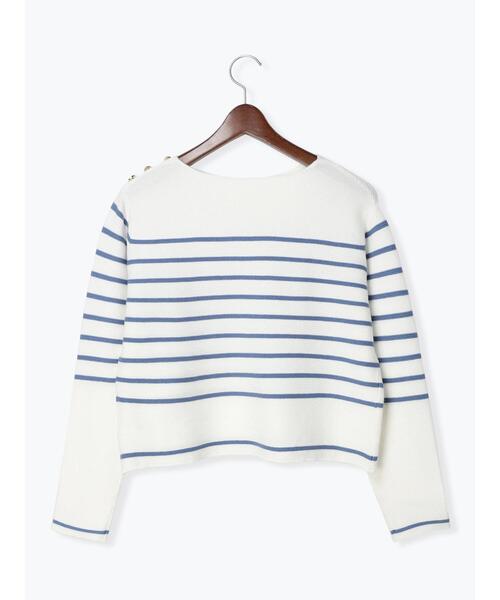 「Te chichi TERRASSE」 長袖ニット フリ- ネイビー レディース_画像7