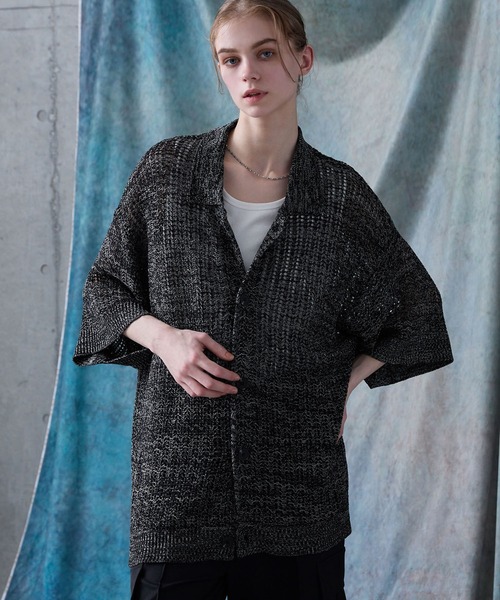 「SERACE」 ニットカーディガン L ブラック メンズ_画像6