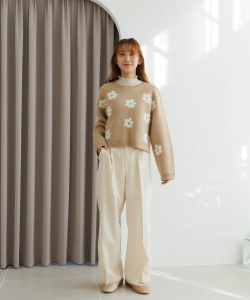 FLOWER ニット flower ニット セーター フラッフィーフラワーニット レディース