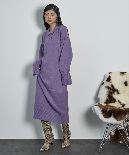 Yanyan ニットワンピース THE Yon ニットワンピース FREE ライラック レディース : ZOZOTOWN