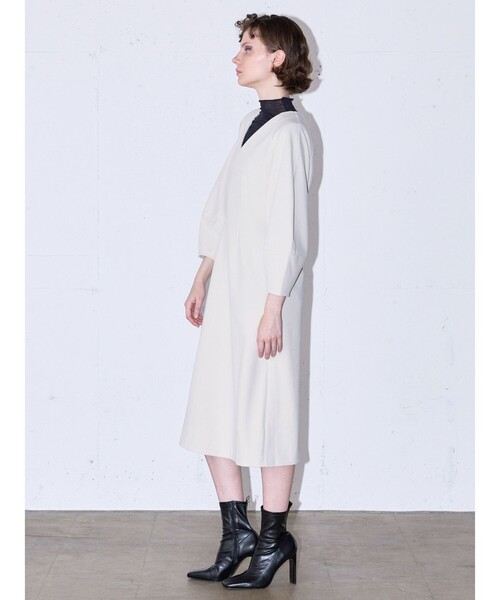 「MIDIUMISOLID」 7分袖ワンピース FREE チャコールグレー レディース_画像7