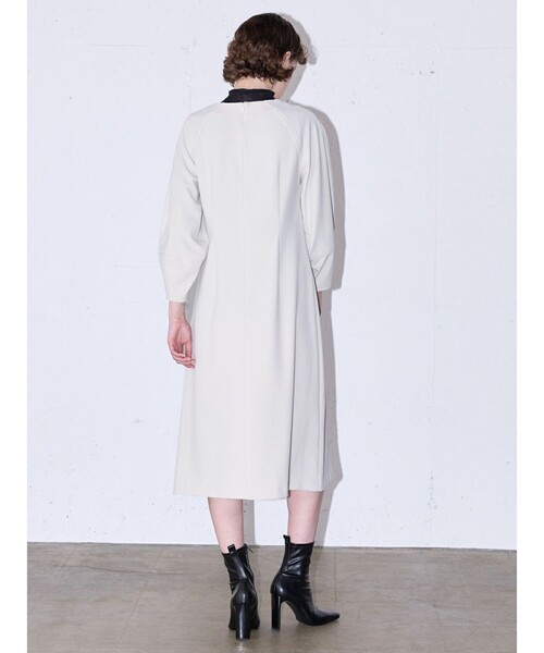 「MIDIUMISOLID」 7分袖ワンピース FREE チャコールグレー レディース_画像8