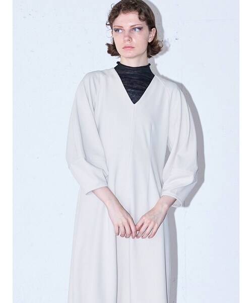 「MIDIUMISOLID」 7分袖ワンピース FREE チャコールグレー レディース_画像9