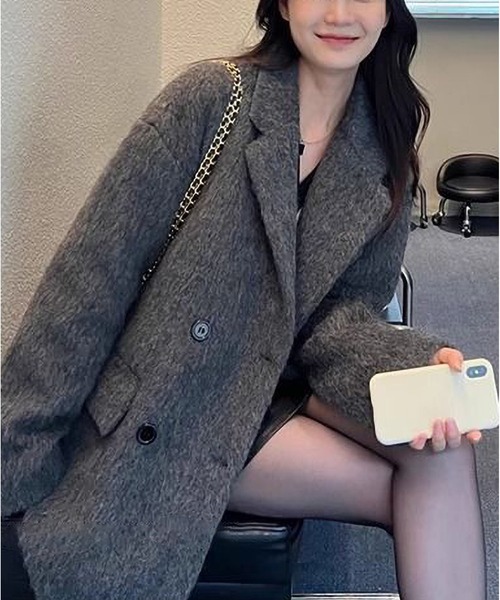 「MAISON DE THERESE」 チェスターコート X-LARGE グレー レディース_画像2