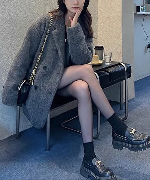 「MAISON DE THERESE」 チェスターコート X-LARGE グレー レディース_画像3