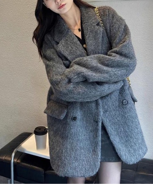 「MAISON DE THERESE」 チェスターコート X-LARGE グレー レディース_画像4