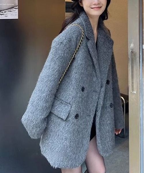 「MAISON DE THERESE」 チェスターコート X-LARGE グレー レディース_画像5