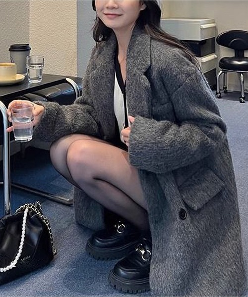 「MAISON DE THERESE」 チェスターコート X-LARGE グレー レディース_画像7