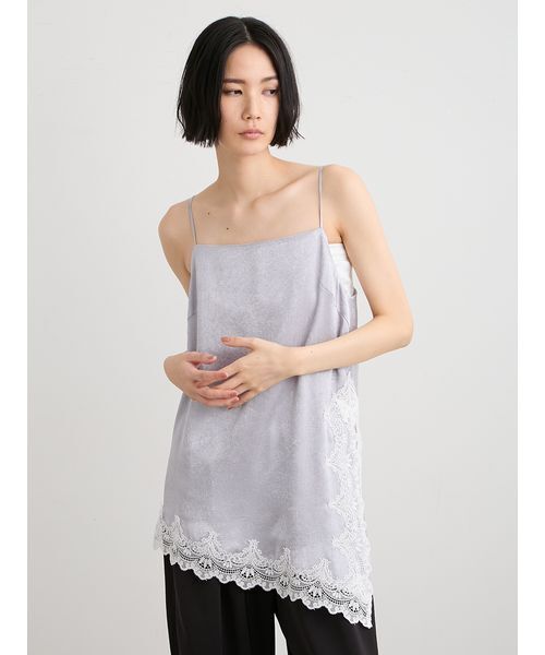 【洗える】ワッシャーサテンレースキャミ　miesrohe MIESROHE（ミースロエ） キャミソール 「洗える」ワッシャーサテン