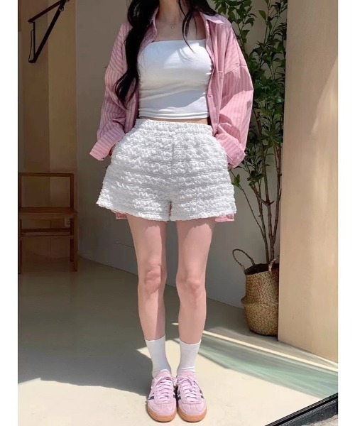 SHEENA（シーナ） パンツ くしゅくしゅシャーリングショートパンツ