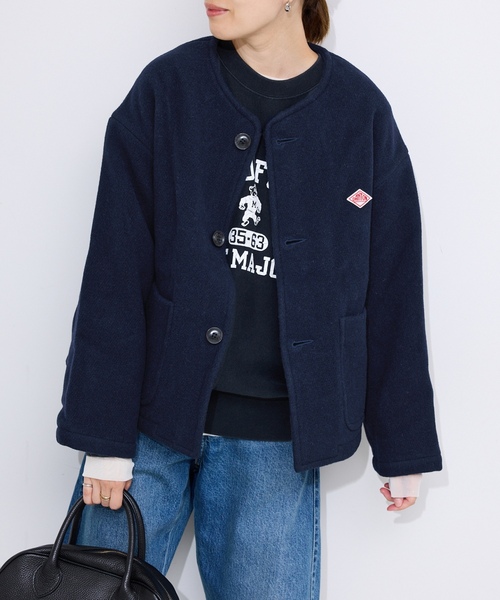 Danton（ダントン） ノーカラージャケット MEDIUM ネイビー レディース